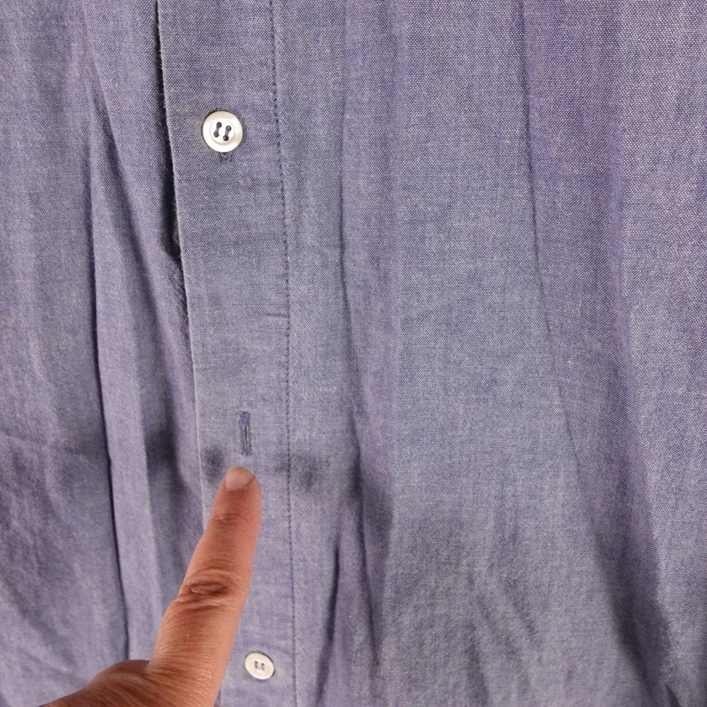 APC Mens Blue Cotton Button Down Shirt Rue Madame Paris Long Sleeve‎ Size L